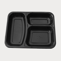 Barquettes alimentaires CPET noires de qualité supérieure pour compagnies aériennes, résistantes aux hautes et basses températures, micro-ondables, recyclables, boîtes repas jetables sous blister