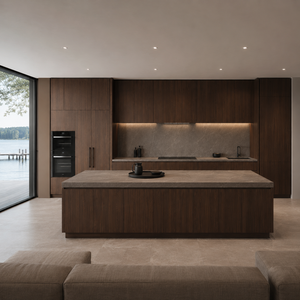 Mobili da Cucina Moderni Minimalisti in Legno Impiallacciato su Misura con Coordinamento Finiture e Supporto per Disegni - Product Image 5