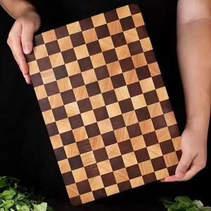 Tabla de Cortar de Madera Maciza Gruesa con Diseño a Cuadros, Tabla de Cortar de Madera de Extremo para Carnicería, Alimentos, Carne, Frutas, Pan, Huesos, Verduras, Tabla de Cocina - Product Image 2