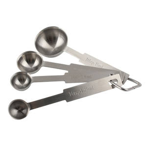 Ensemble professionnel de 4 cuillères doseuses en acier inoxydable pour la pâtisserie et la cuisine avec anneau en D - Product Image 4