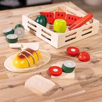 Juguetes de Madera para Cortar Frutas en la Cocina para Niños Pequeños, Juguete de Frutas de Imitación, Juego de Comida de Madera para Cortar, Set de Comida de Juguete para Niños
