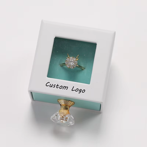Boîte de rangement pour bijoux de luxe sur mesure avec tiroirs à fenêtre coulissante, poignée, couleur et logo personnalisés, papier cartonné - Product Image 3