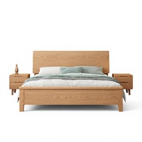 Lit plateforme moderne en chêne massif - Chêne rouge avec tête de lit, taille Queen/King, lit de rangement pour chambres à coucher et projets hôteliers
