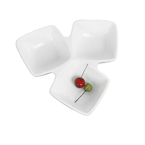 Platos de Cerámica de Diseño Simple con 3 Compartimentos para Servir <span class=keywords><strong>Tapas</strong></span>, Postres, Platos de Porcelana para Catering - Product Image 3