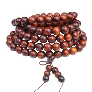 Indian Rosewood 108 Beads Buddhist Prayer <b>Bracelet</b> High Density <b>Red</b> Clay Unisex Religious Ceremony Jewelry - Product Image 5