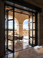 Porte pliante moderne en aluminium la plus vendue, profil 6063-T5, verre trempé, ouverture horizontale pour patio extérieur accordéon