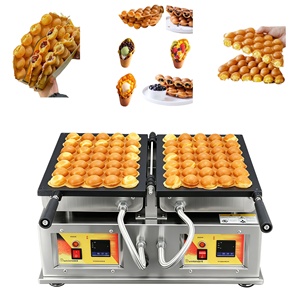 Machine à gaufres électrique professionnelle en acier inoxydable, double, pour la cuisson de cornets et de bols à gaufres - Product Image 1