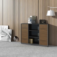 Armoire de bureau moderne à 2 portes et 4 compartiments, en métal et acier, avec tiroirs amovibles, pour usage domestique, commercial ou professionnel, finition placage bois.
