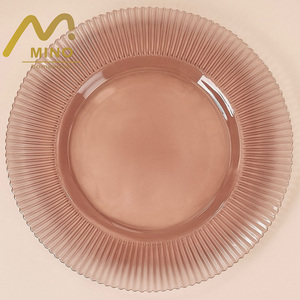 Plato de Cristal Transparente de Lujo Clásico con Borde Acanalado en Color Caramelo para Decoración de Mesa en Bodas, Eventos y Cenas - Product Image 1