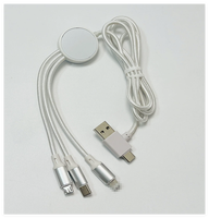 Câble de charge tressé 6-en-1 avec logo LED blanc, cordon de données transparent, câble multifonction universel à double entrée, cadeau