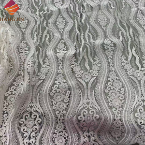 Merletto con perline da sposa bianco avorio tessuto <span class=keywords><strong>ricamato</strong></span> con paillettes e perline francesi <span class=keywords><strong>ricamato</strong></span> in pizzo di lusso in <span class=keywords><strong>Tulle</strong></span> <span class=keywords><strong>per</strong></span> abito da sposa - Product Image 4