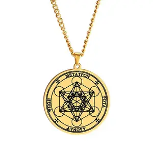 Aangepaste Aartsengel Metatron Engel Van Het Leven Zegel Solomon Hangers Ketting Voor Mannen Laser Roestvrij Staal Sieraden Viking Kettingen