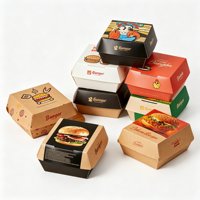 Boîte à hamburger biodégradable personnalisée 6x6 pouces en papier de canne à sucre, emballage alimentaire pour bébé, frites, vernissage mat