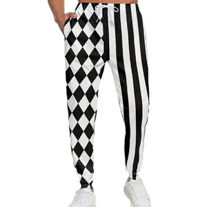 Individuelles OEM Checkerboard und gestreifter Druck Jogginghosen lockere Hosen Herren Freizeitt Jogger für Herren Frühjahr Herbst Laufen Joggen