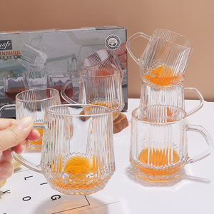 Vaso de Vidrio con Asa, Diseño Diamante, 350 ml, Juego de Tazas y Platillos Modernos y Ecológicos para el Hogar, en Oferta - Product Image 5