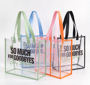 Custom Printed Transparent PVC Tote <b>Bag</b> Stadium Approved Reusable Concert Event <b>Clear</b> Tote <b>Bag</b> With Fabric Handle - Product Image 4