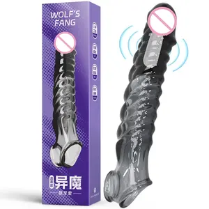 Erotikprodukte Sexspielzeug Hülle Vibrator Penisring Transparent Wiederverwendbare Penishülle Cockring Verlängerung Penisvergrößerer - Product Image 5