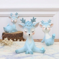 Statue de cerf en résine artisanale, style dessin animé, mignonne sculpture animale décorative pour bureau, jardin, maison ou étagère