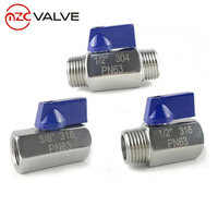 Mini-vanne à boisseau sphérique en acier inoxydable SS316 ou SS304, vanne d'arrêt filetée NPT, extrémités à filetages internes et externes BSPT