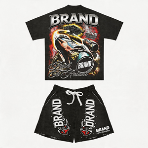 Short <b>Sets</b> T-shirt and Shorts Custom Tracksuit Streetwear Gym Fitness Men <b>Sets</b> Sun Faded Short <b>Sets</b> Acid Wash Summer for Men - Product Image 2