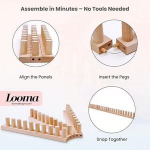 เครื่องทอผ้าห่มไม้ Looma ปรับขนาดได้ ทำมือ ใช้สำหรับทอผ้าไหมพรม งานฝีมือทำเองที่บ้าน - Product Image 2