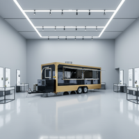Nouvelle remorque de cuisine mobile SANSHELL FS600 en acier inoxydable avec four à pizza, grill, équipement pour en-cas et bonbons - Résistante à la rouille