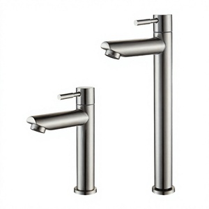 Robinet de lavabo haut en acier inoxydable 304, monocommande, eau froide, finition brossée, pour salle de bain et hôtel - Product Image 4