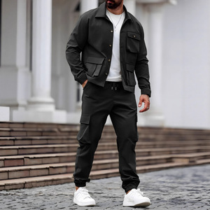 Printemps automne hommes casual sport set deux pièces plusieurs poches casual wear tous les jours - Product Image 2