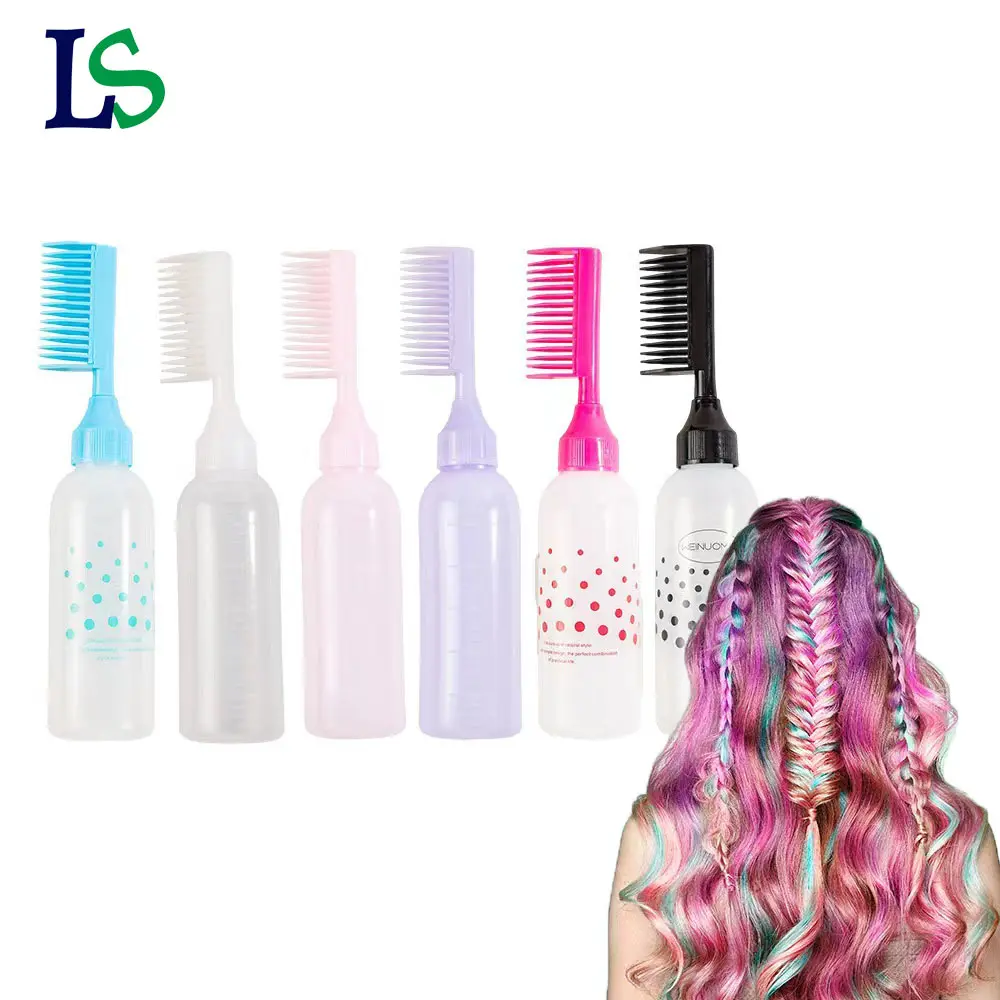 थोक बहु-शैली 60z प्लास्टिक ब्रश कंघी बाल रंग कंघी खाली डाई के लिए Applicator बोतल अपने लोगो के साथ