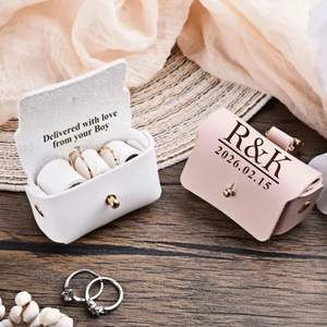Custom Engraved <b>Dog</b> Collar Ring Box Personalized Pet Proposal Leather Ring Bearer <b>Pouch</b> Gifts Fashion Daily Use Valentine's Day - Product Image 5