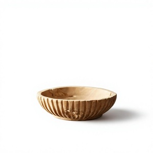 Bol de service décoratif vintage en bois d'acacia poli, durable, écologique, compatible lave-vaisselle, pour la présentation de fruits, centre de table, utilisation en fête - Product Image 1
