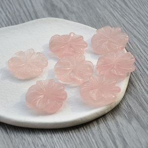Rose Quartz Flower <b>28mm</b> Hand Carved Natural Stone For Jewelry Making DIY Accessories - Product Image 2