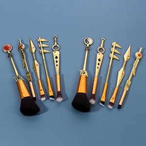 5 unids/set hoja <span class=keywords><strong>Konoha</strong></span> Village Symbal Logo Metal cepillo de maquillaje para Ninja <span class=keywords><strong>Anime</strong></span> Cosplay Unisex herramienta de maquillaje nuevo con bolsa - Product Image 2