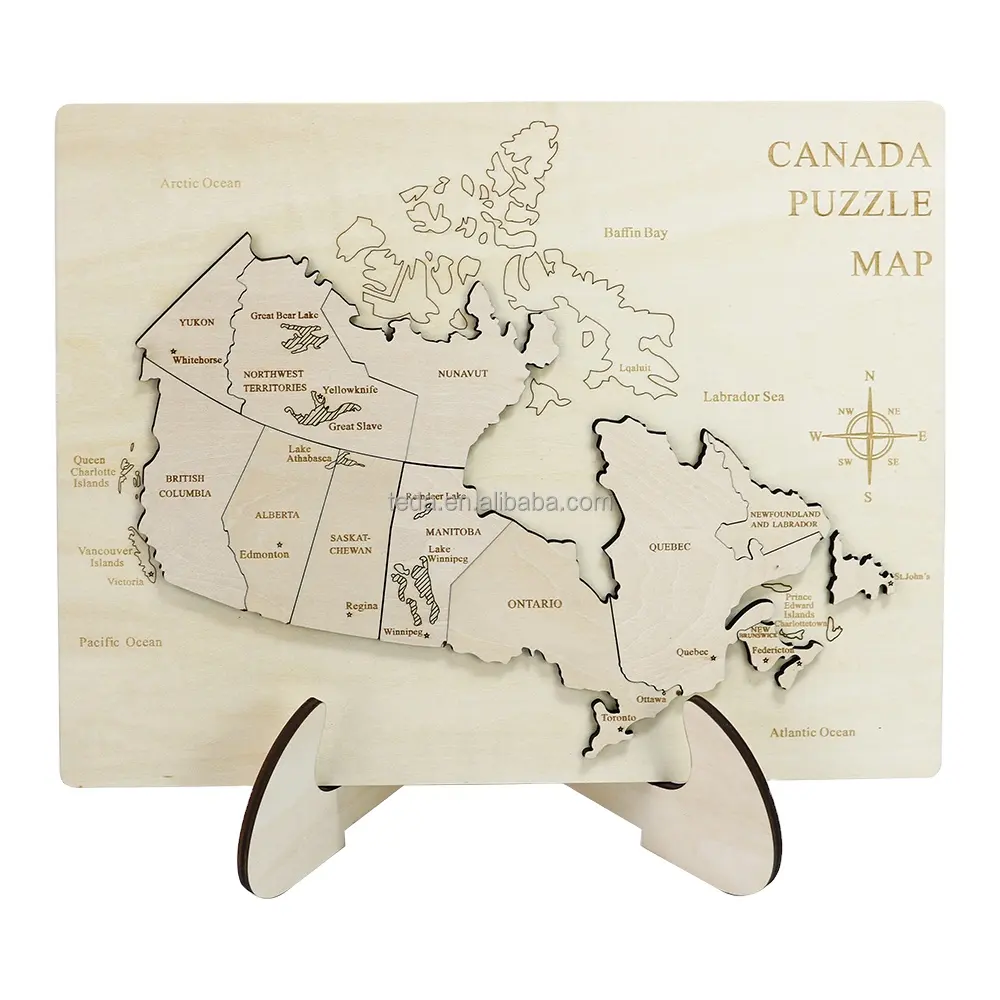 Hot sale wooden puzzle Canada map for home decoration wooden map of Canada