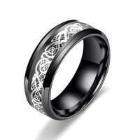 Bague en acier inoxydable à motif de dragon celtique de 8 mm, incrustation colorée, anneau tournant pour homme, bijoux vikings nordiques