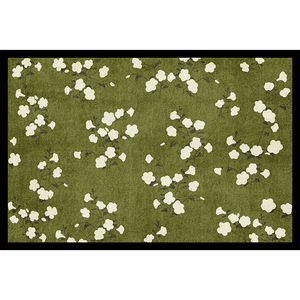 Alfombra verde retro Idan con diseño de plantas y flores, fibra de poliéster, alfombra para sala de estar, dormitorio, estudio, lavable, fácil de limpiar - Product Image 5