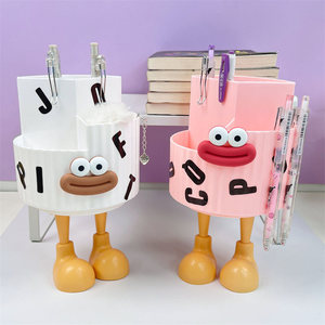 Divertido portalápices giratorio de gran capacidad, caja de almacenamiento de escritorio para estudiantes con particiones, organizador de cosméticos, forma redonda - Product Image 3