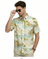Chemise à manches courtes pour homme avec imprimé vue sur la mer tropicale, en lyocell doux et respirant, chemise décontractée pour la plage d'été