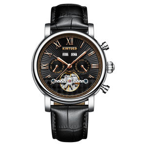 Montre Chronographe Tourbillon Automatique avec Chiffre Romain en Fond Embossé avec Cadran Année Mois <span class=keywords><strong>Semaine</strong></span> et Jour <span class=keywords><strong>Calendrier</strong></span> Permanent - Product Image 4