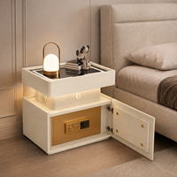 Mesita de Noche Inteligente Moderna y Lujosa con Caja Fuerte Oculta, Luz LED y Carga Inalámbrica para Dormitorio