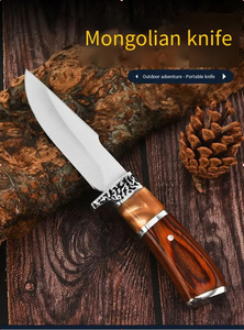 Cuchillo Plegable Profesional HL para Acampar al Aire Libre con Mango de Madera Pintada y Goma/G10, Hoja de Acero Inoxidable 4Cr14, Cuchillo de Bolsillo - Product Image 2