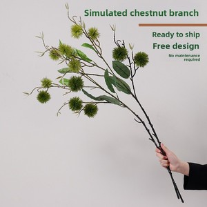Branche de châtaigne réaliste faite à la main, décoration <span class=keywords><strong>pour</strong></span> la maison et les mariages, fleurs artificielles en plastique respectueuses de l'environnement - Product Image 1