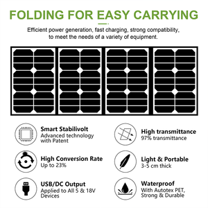 Xách Tay 100W 120W 180W 200W 300W 400W Gấp Sạc Năng Lượng Mặt Trời Bảng Điều Khiển Quang Điện Có Thể Gập Lại Năng Lượng Mặt Trời Bảng Điều Chỉnh <span class=keywords><strong>Kit</strong></span> - Product Image 5