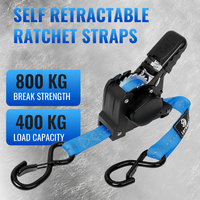 Grandlifting Model 2502 25mm *1m S-kancalı Polyester Otomatik Cırcırlı Bağlama Kayışı Geri Çekilebilir Sıkıştırma 800kg Yük Bağlama GS Sertifikalı