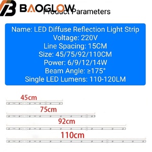 ไฟ LED แถบสะท้อนแสงแบบกระจายความสว่างสูง 6 9 12 14 ดวง/เมตร 220V IP20 สำหรับตกแต่งตู้ บ้าน โรงแรม สำนักงาน - Product Image 3