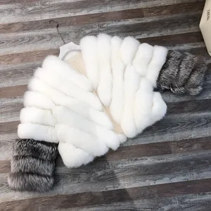 Hot Sale High Quality Thick Warm Fur Jacket Winter Fluffy Real silver Fur Coat for Women Natural fox Fur coat outerwear