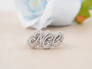 Anillo Hip Hop de Plata 925 con Moissanita Real de 3.7 Quilates, Chapado en Oro, Engaste Pavé, Anillo Personalizado con Nombre para Ella, Aniversario - Product Image 2