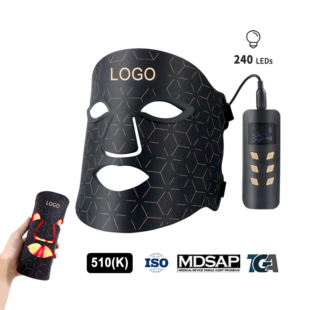 Sunglor Silicone 460NM 590NM 630NM 850NM Near Infrared Therapy Face LED Red Light Therapy Mask