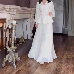 Neue Damen einfarbig elegante Langarm Schleife Shirt Rock 2-teiliges Set Sehe Fashion - Product Image 5