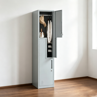 Armoire métallique autoportante moderne en L à 2 sections avec tringle à vêtements et serrure à clé pour vestiaire, salle de sport, bureau, atelier, dortoir